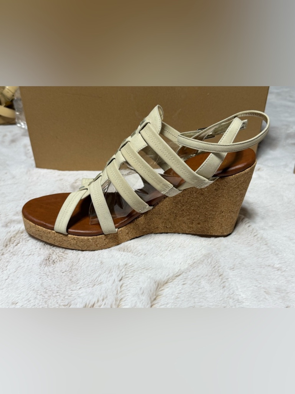 Women’s Matt Bernson Special Project Bejeweled Strappy Wedge Sandals in Nude 11W - Picture 3 of 9